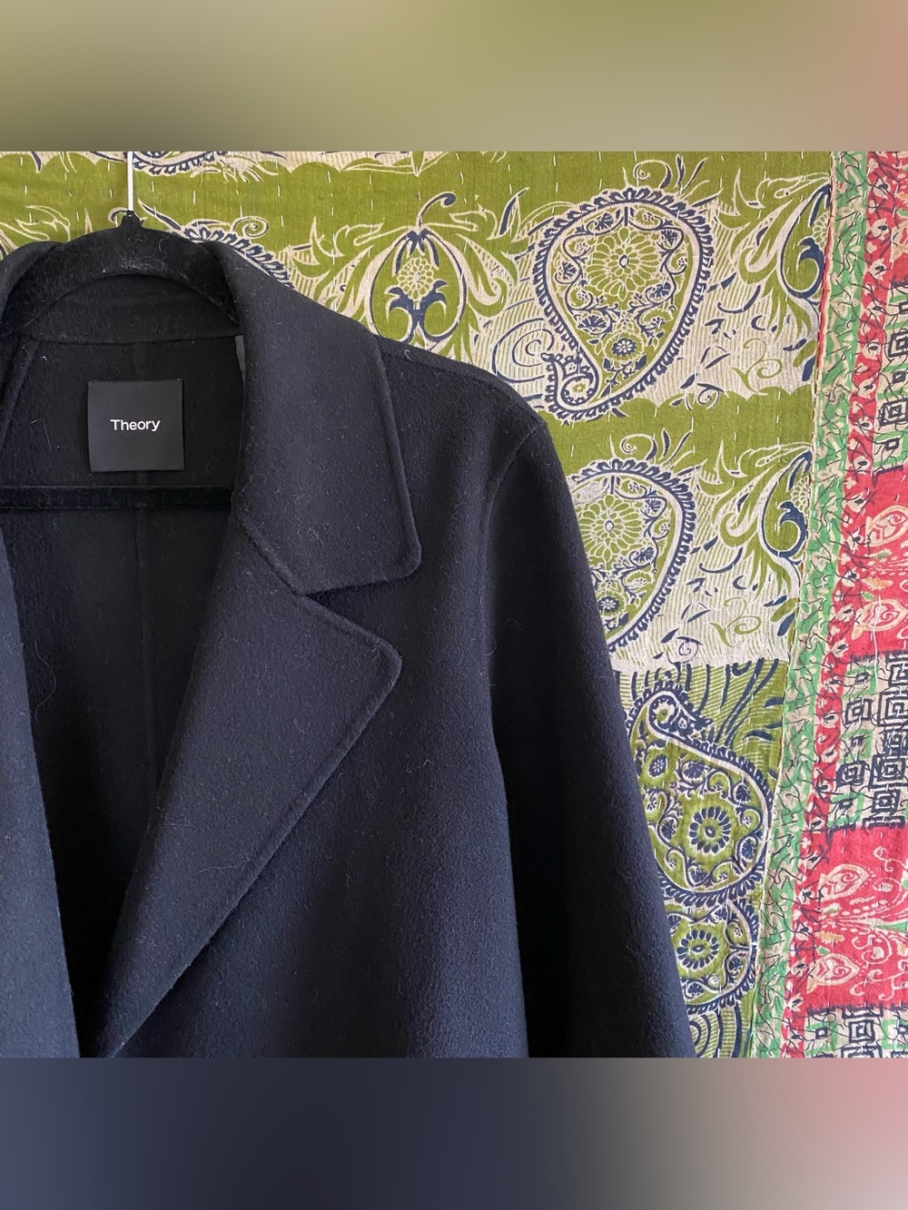 Theory Black Clairene in Double-Face Wool/ Cashmere Coat Large Quiet Luxury - Picture 4 of 16
